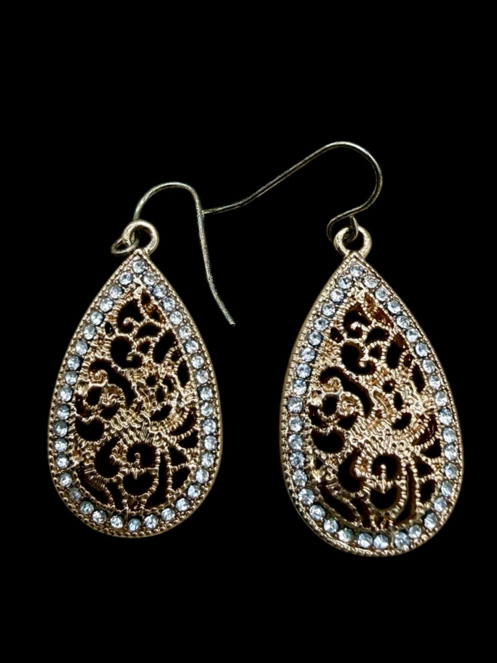 Vintage Filigree Gold Statement Necklace and Earrings Coordinated Set - Picture 6 of 10